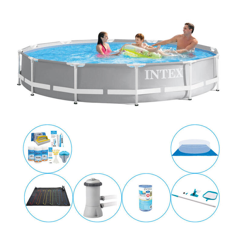 Intex Prism Frame Ronde 366x76 cm - 7 pièces - Pack de piscine