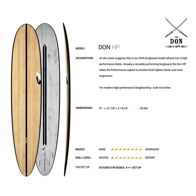 Don HP Surf Long Board 9'1" - Black Rail/ Bamboo