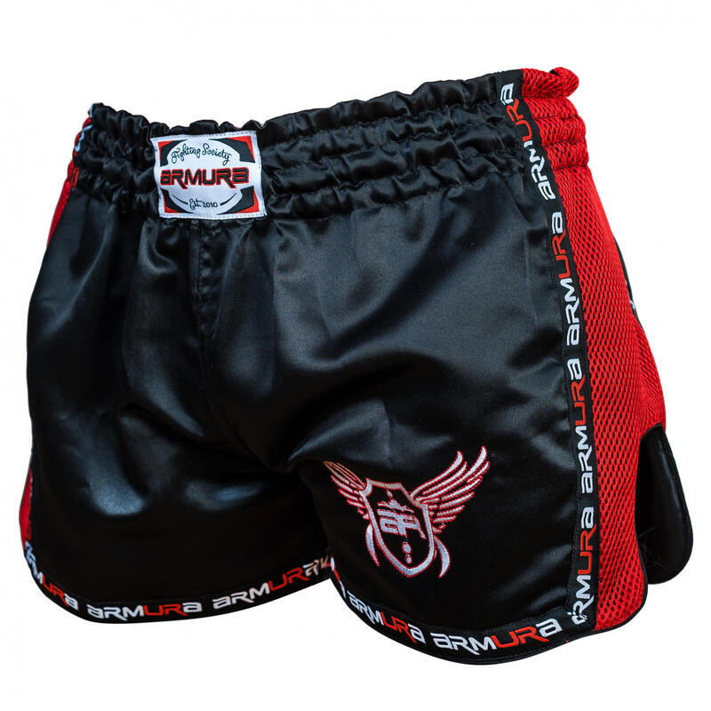 Short de kickboxing ARMURA  Muay 2.0 Negru/Rosu