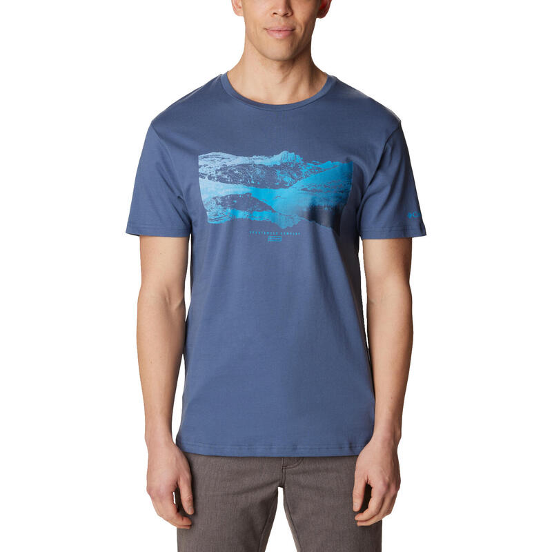 Férfi rövid ujjú póló, Columbia Path Lake II Graphic Tee, kék