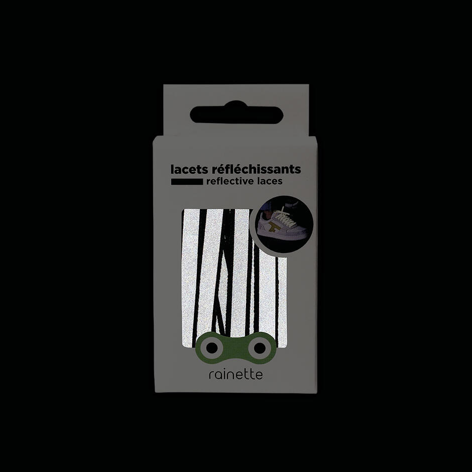 Lacets réfléchissants RAINETTE 120 cm noirs — plats, 1 paire. 2/3