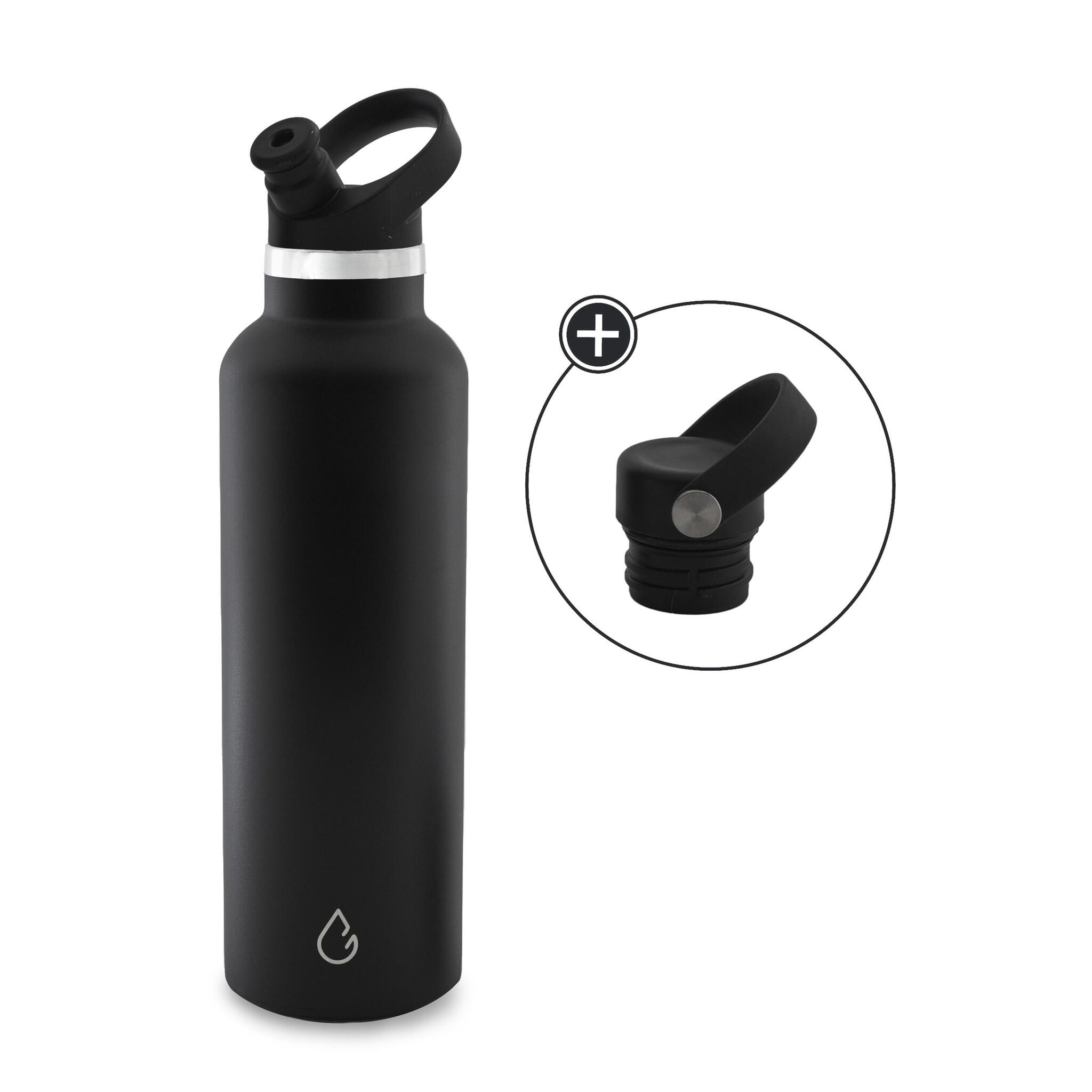 WATTAMULA GO waterfles RVS zwart 710 ml - met sportdop