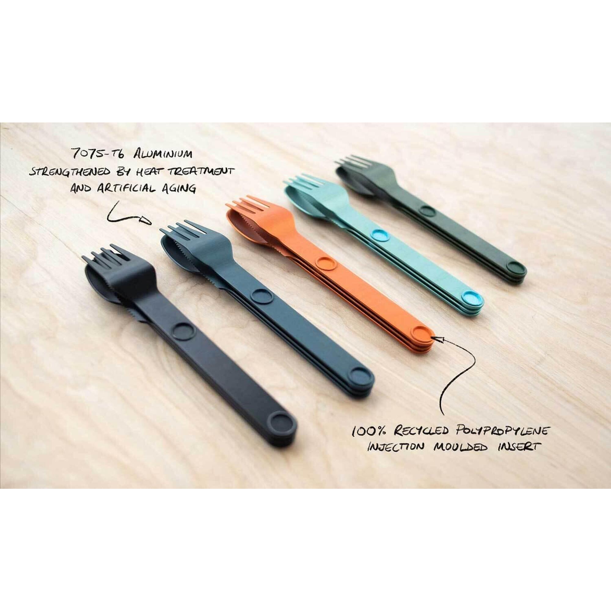 Set De Couverts Magnétiques MAGWARE – 3 Pièces Bleu Aluminium Anodisé – Parfait Camping, Plein Air