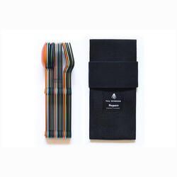 SET COMPLET DE 5 JEUX DE 3 COUVERTS MAGNÉTIQUES CAMPING EN ALUMINUM DUR - ÉTUI