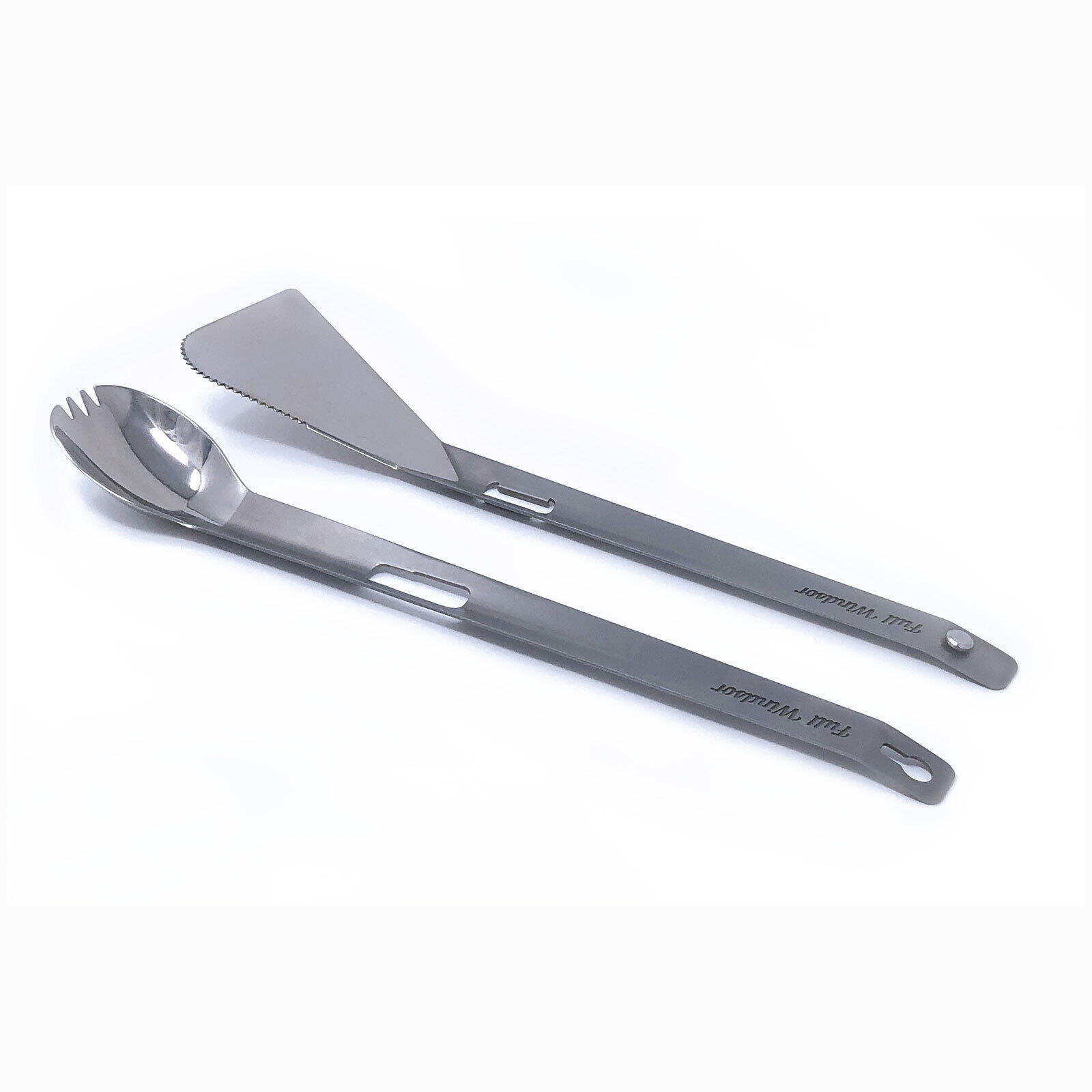 DE SPLITTER MULTIFUNCTIONEEL BESTEK - BIVAK WANDELEN KAMPEREN - PUUR TITANIUM 3/7