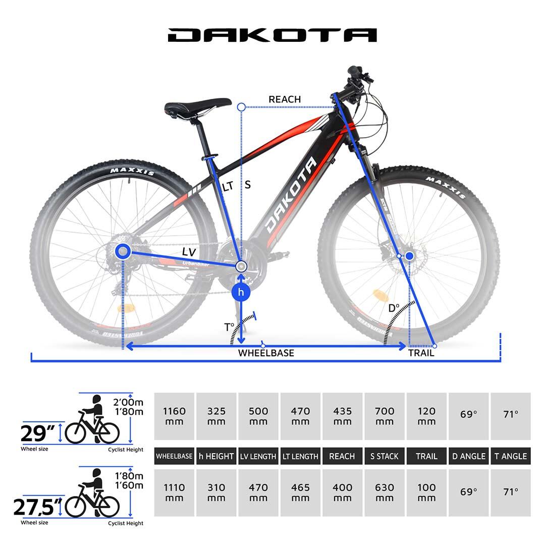 Urbanbiker Dakota | Mountain Bike | Intervallo di 200KM | 27,5