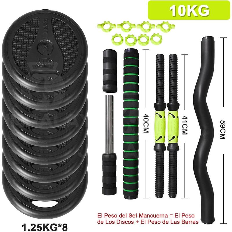 Juego Kit 10 kg de Mancuernas 4 en 1 MultiFit