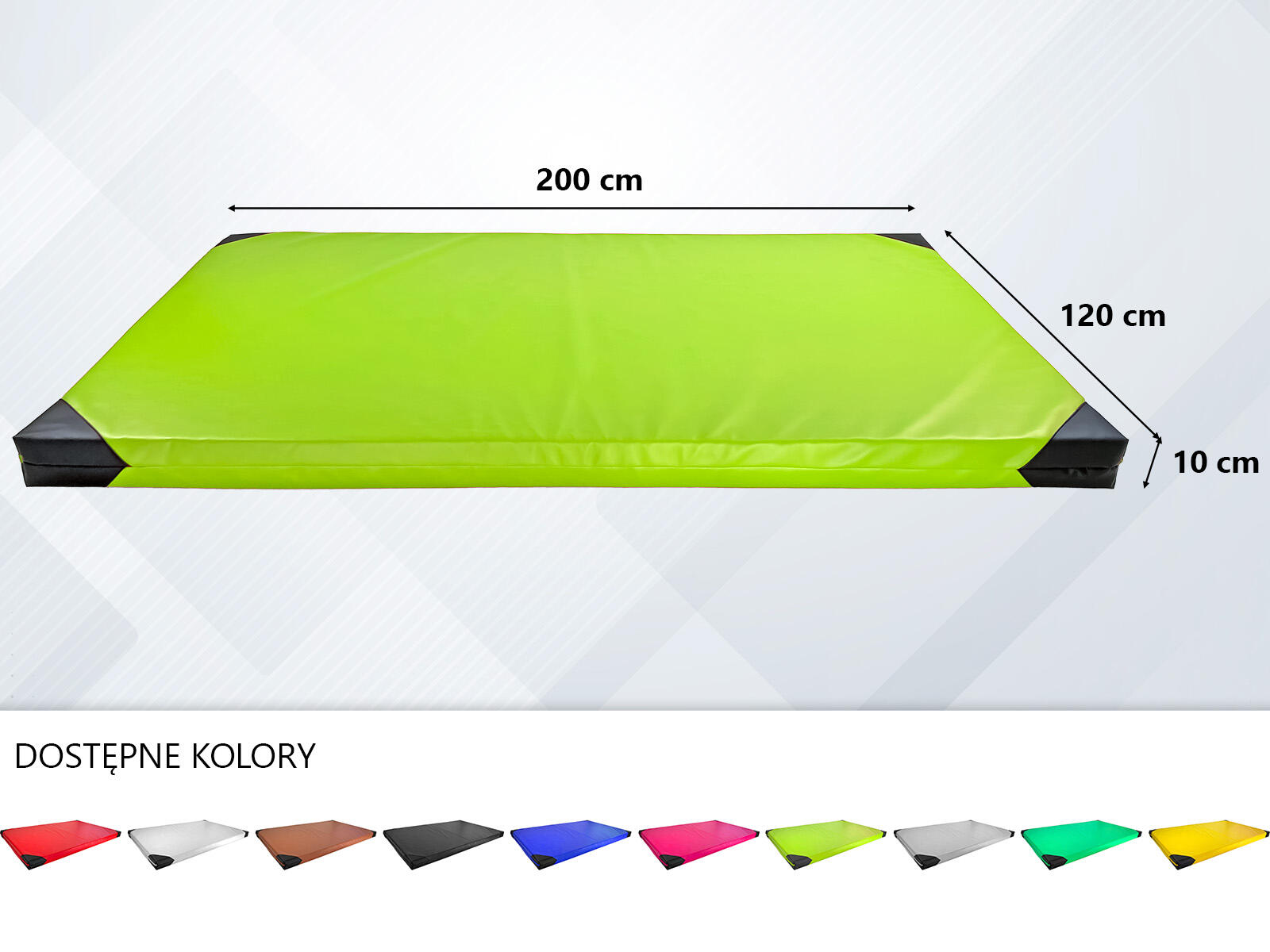 Materac gimnastyczny UNDERFIT 200 x 120 x 5 cm twardy seledynowy 4/8