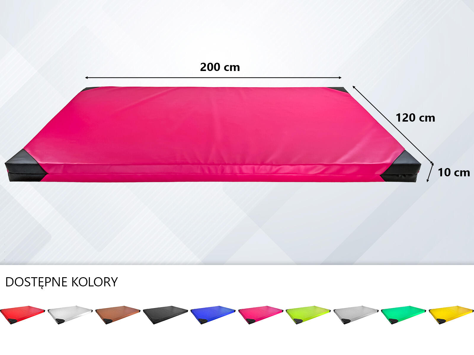 Materac gimnastyczny UNDERFIT 200 x 120 x 5 cm twardy różowy 4/8