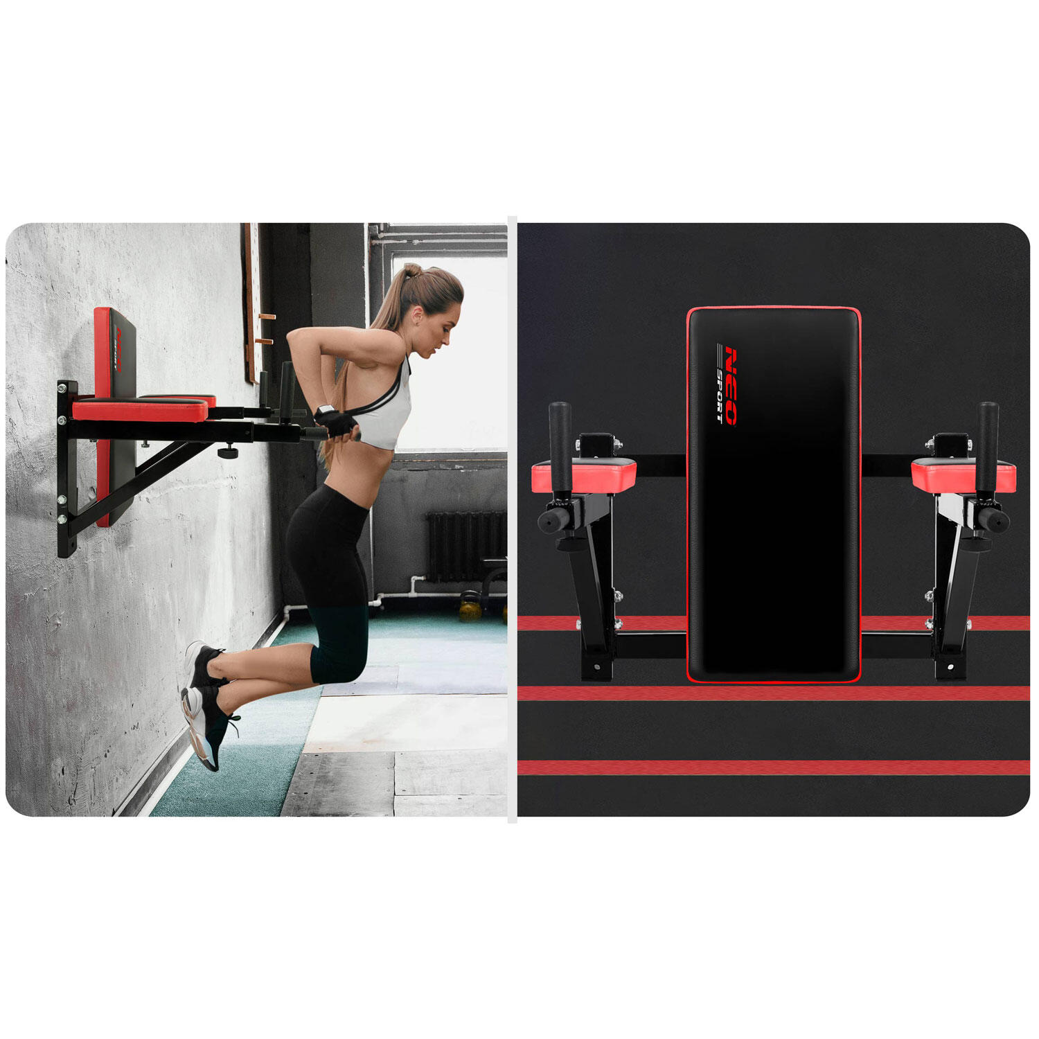 Barra de dips adulto Neo-Sport NS-320 rojo 5/7