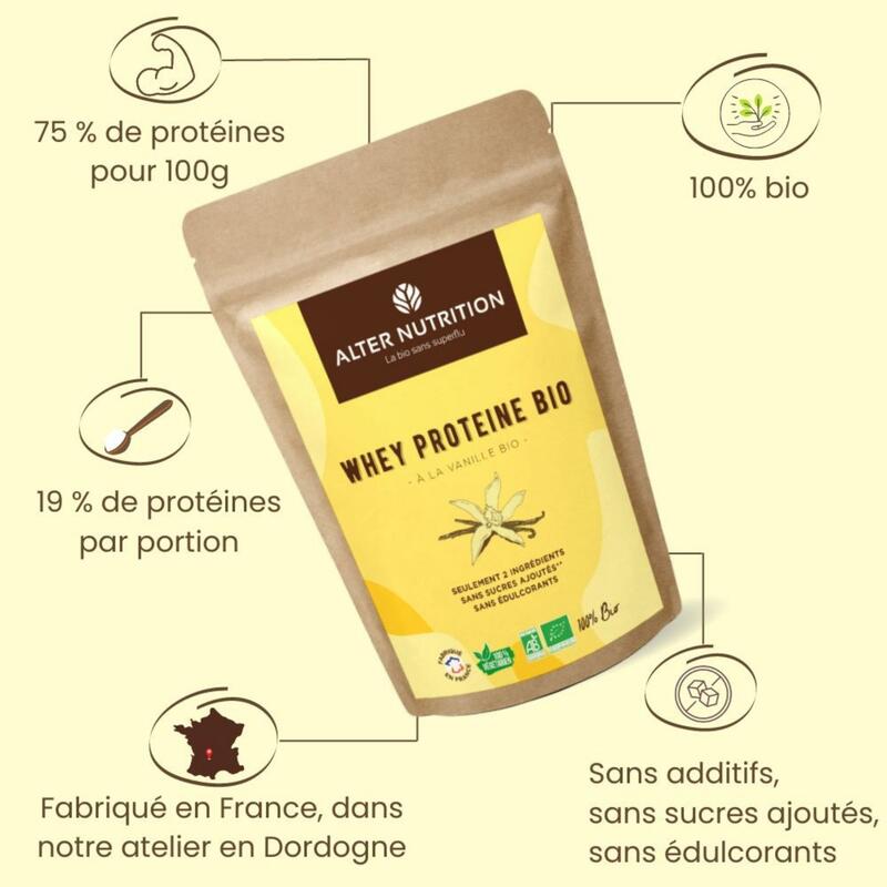 Protéine whey bio vanille - 1kg