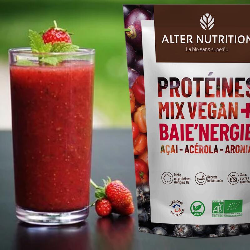 Protéines vegan bio - Mix Vegan Baie'nergie -acérola, aronia, acaï - 500g