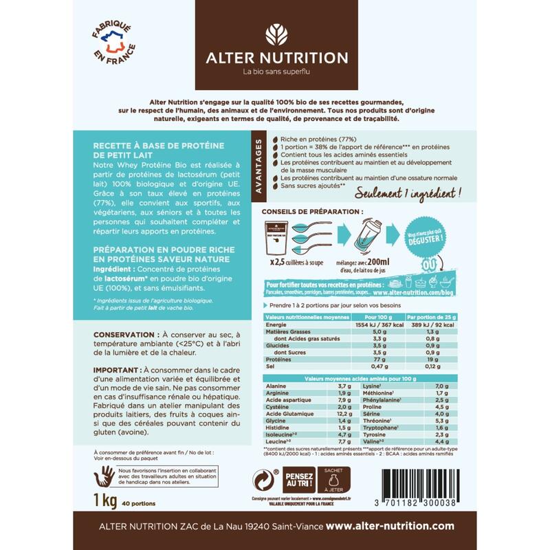 Protéine whey bio nature - 1kg