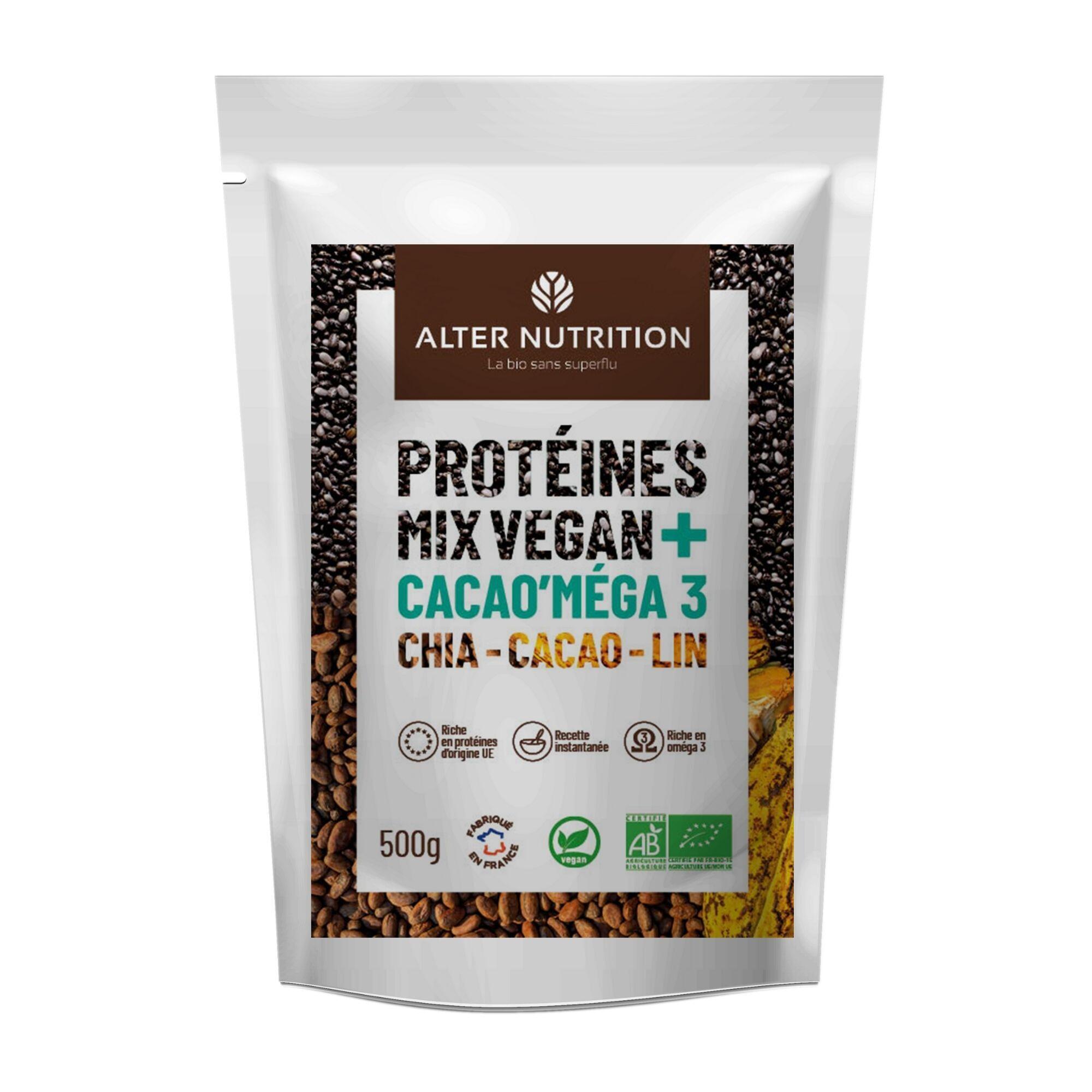 Alter Nutrition - Protéines Vegan Bio - Mix Vegan Cacao'méga-3  - Chia-lin-cacao – 500g - Protéines Végétales - 500 G - Decathlon