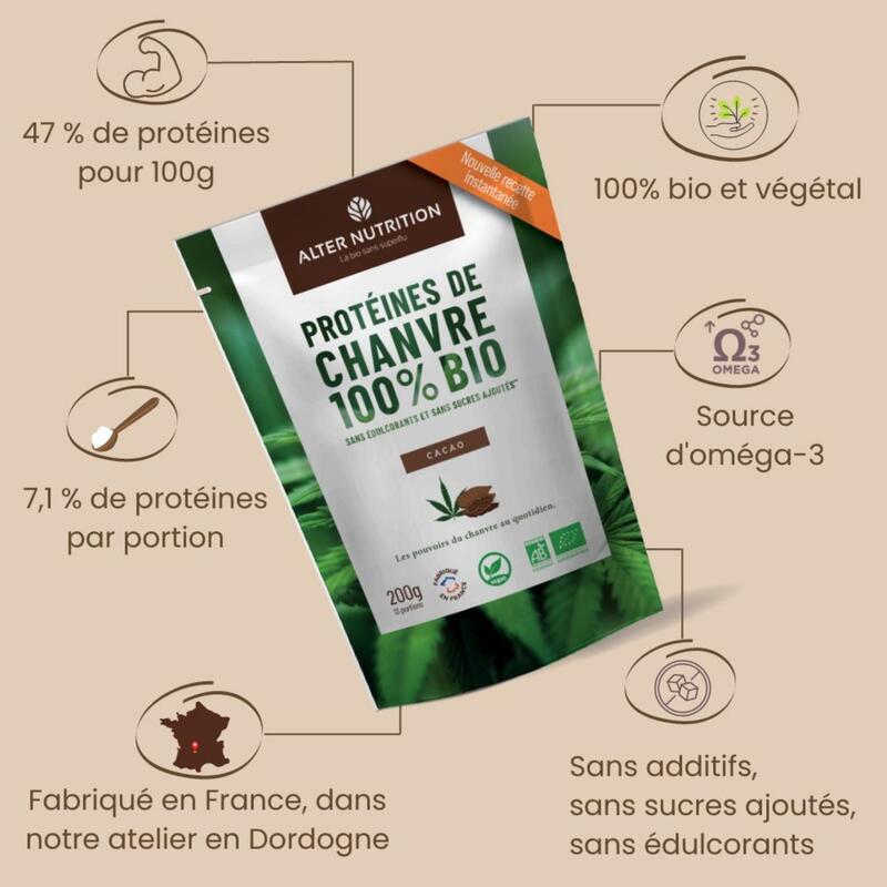 Protéines de chanvre bio cacao - 1kg