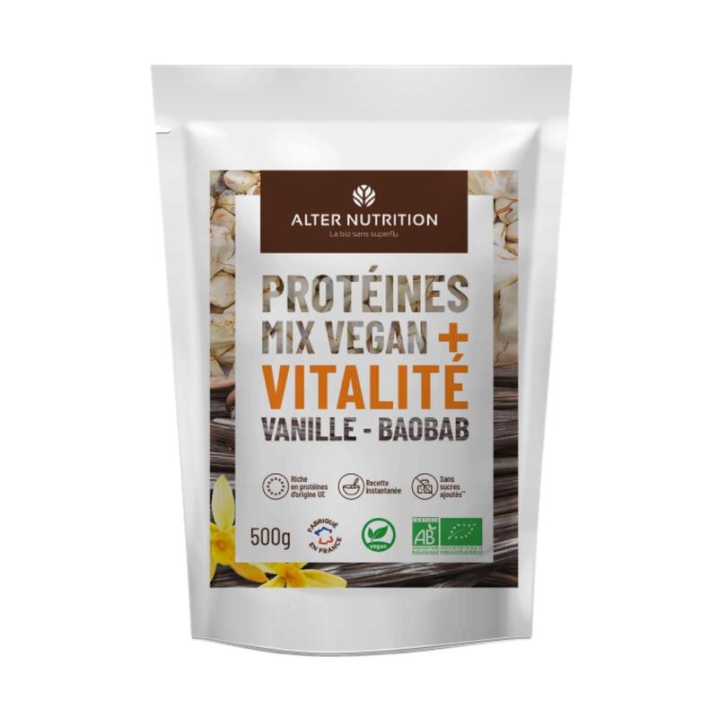 Protéines vegan bio - Mix Vegan Vitalité - vanille, baobab - 500g