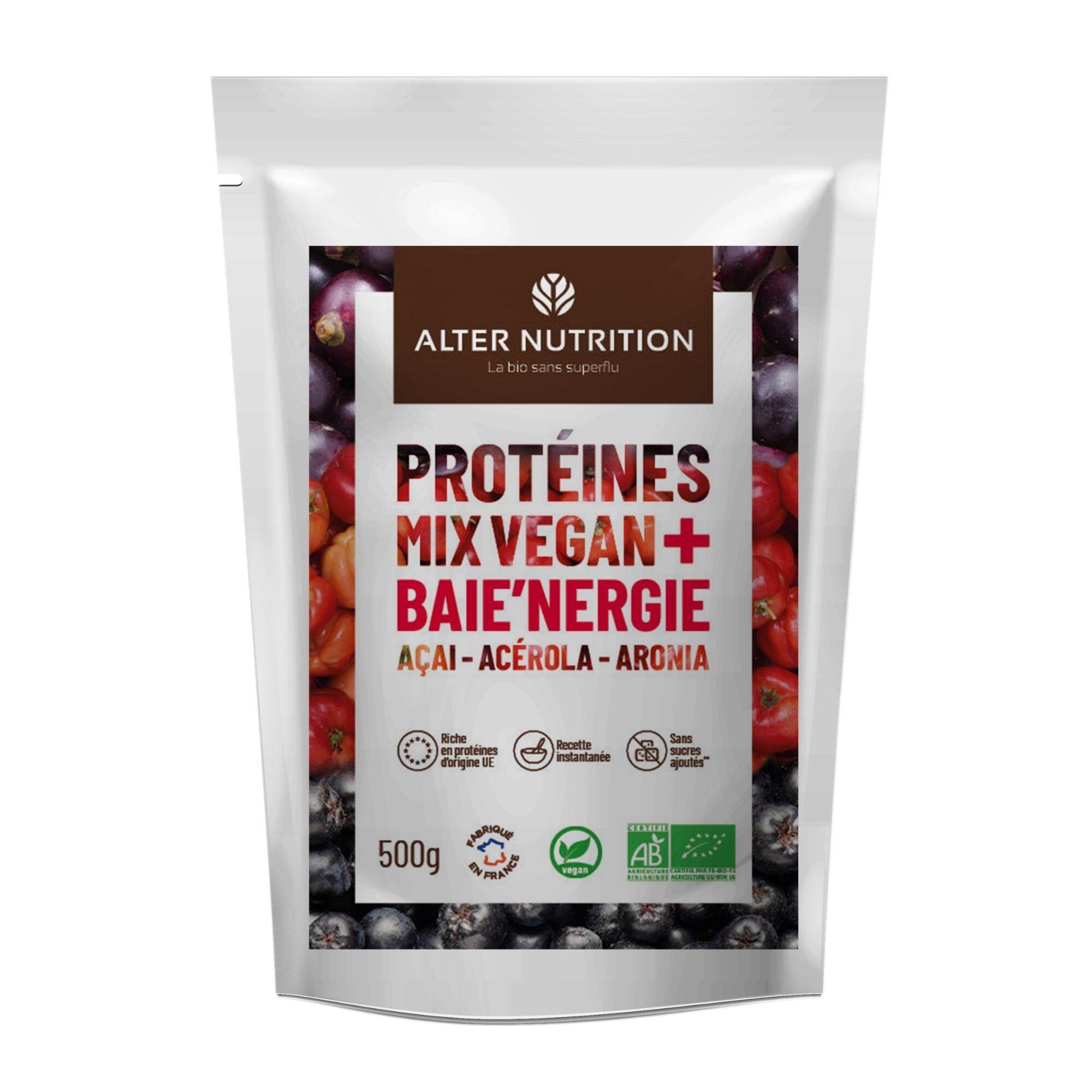 Alter Nutrition - Protéines Vegan Bio - Mix Vegan Baie'nergie -acérola, Aronia, Acaï - 500g - Protéines Végétales - 500 G - Decathlon