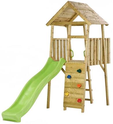 Tour de jeux bois : Toboggan, escalade, cabane WIKI