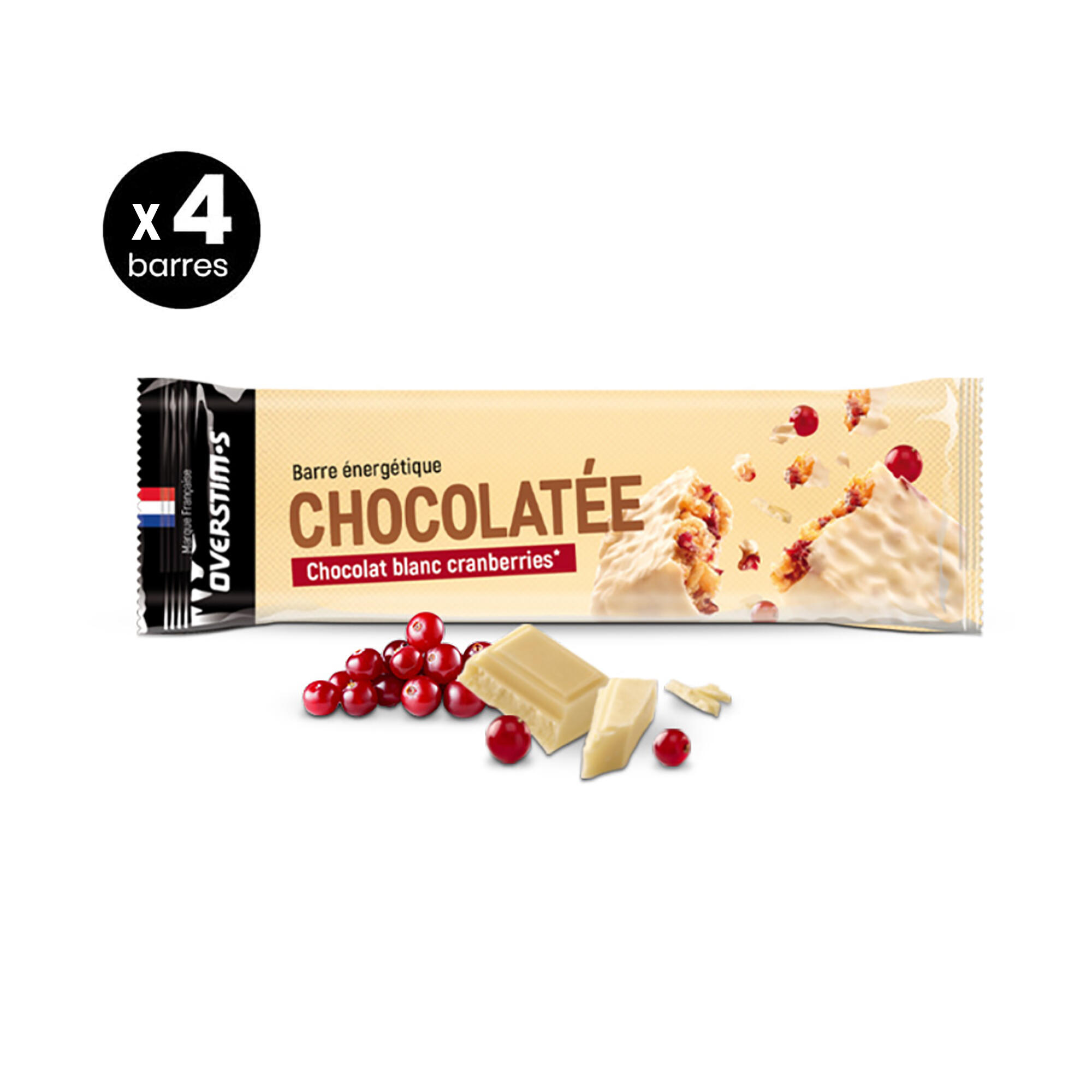 Overstim.s - Barre Énergétique Chocolat Blanc Cranberries -  4x50 G - Barre Énergétique - 200 G - Decathlon