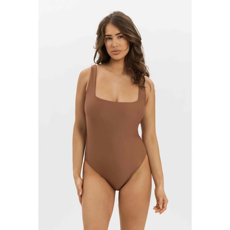 Maillot de Bain Décolleté Carré - Marron - Maillot de bain femme