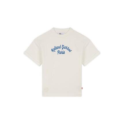 Sweat manches courtes Stripes Fille - Ecru