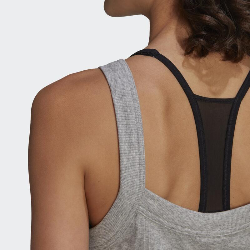 Maiou femei adidas Esssentials Yoga Rib, Gri