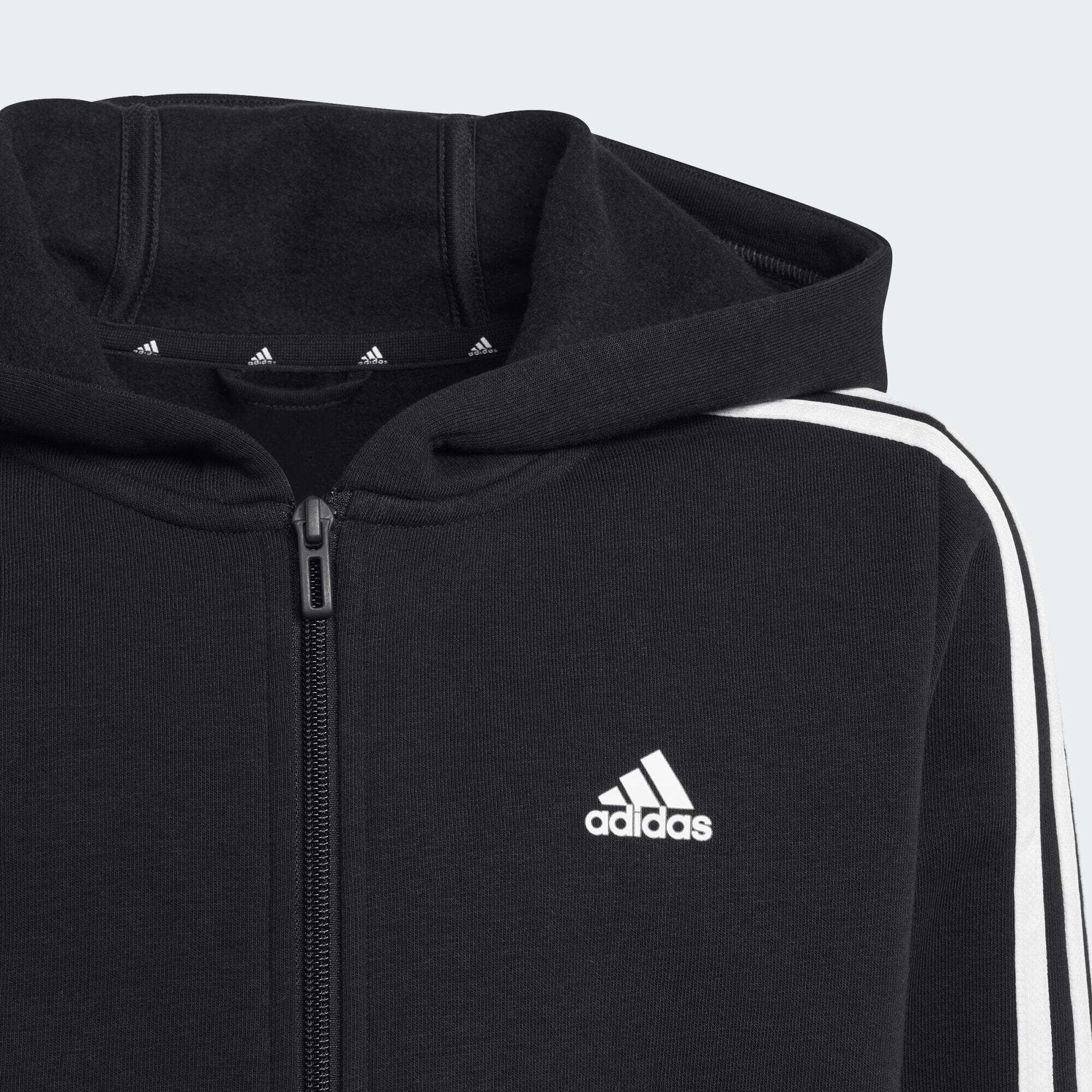 Essentials 3-Stripes fleece full-zip hooded jacket