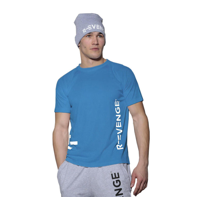Camiseta de manga corta hombre fitness running cardio turquesa