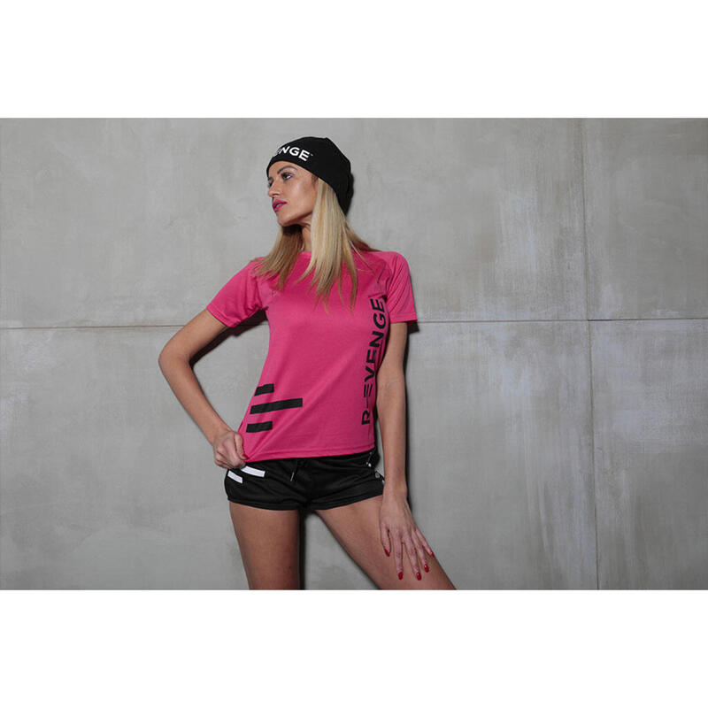 Tricou cu mânecă scurtă pentru femei Fitness Running Cardio Fuchsia Fluo