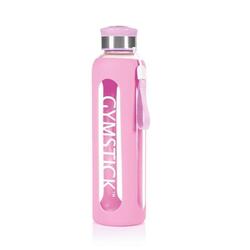 Glazen Waterfles Drinkfles Roze 600 ml