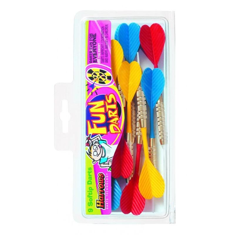 Set sageti darts cu varf plastic Harrows Dun Darts, brass (9buc)