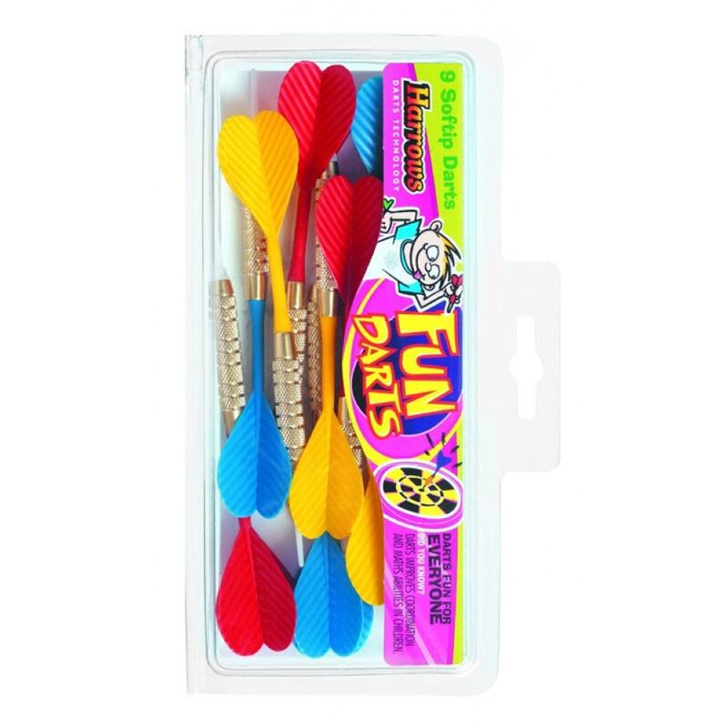 Set sageti darts cu varf plastic Harrows Dun Darts, brass (9buc)
