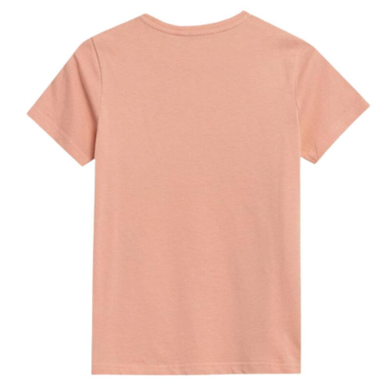 T-shirt de Ginástica 100% Algodão com Gola Redonda Criança 4F. Rosa Coral