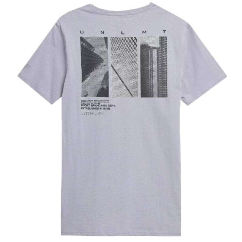 T-shirt de Ginástica e Pilates em Algodão Homem 4F. Cinzento