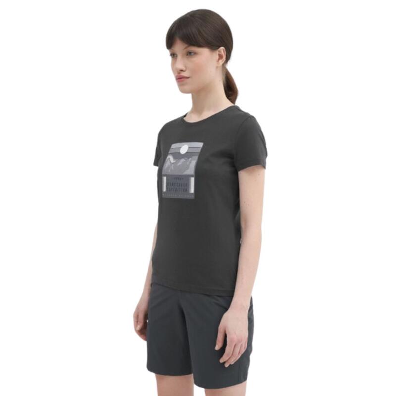 Camiseta de gimnasia de cuello redondo 100% algodón para mujer 4F. Gris