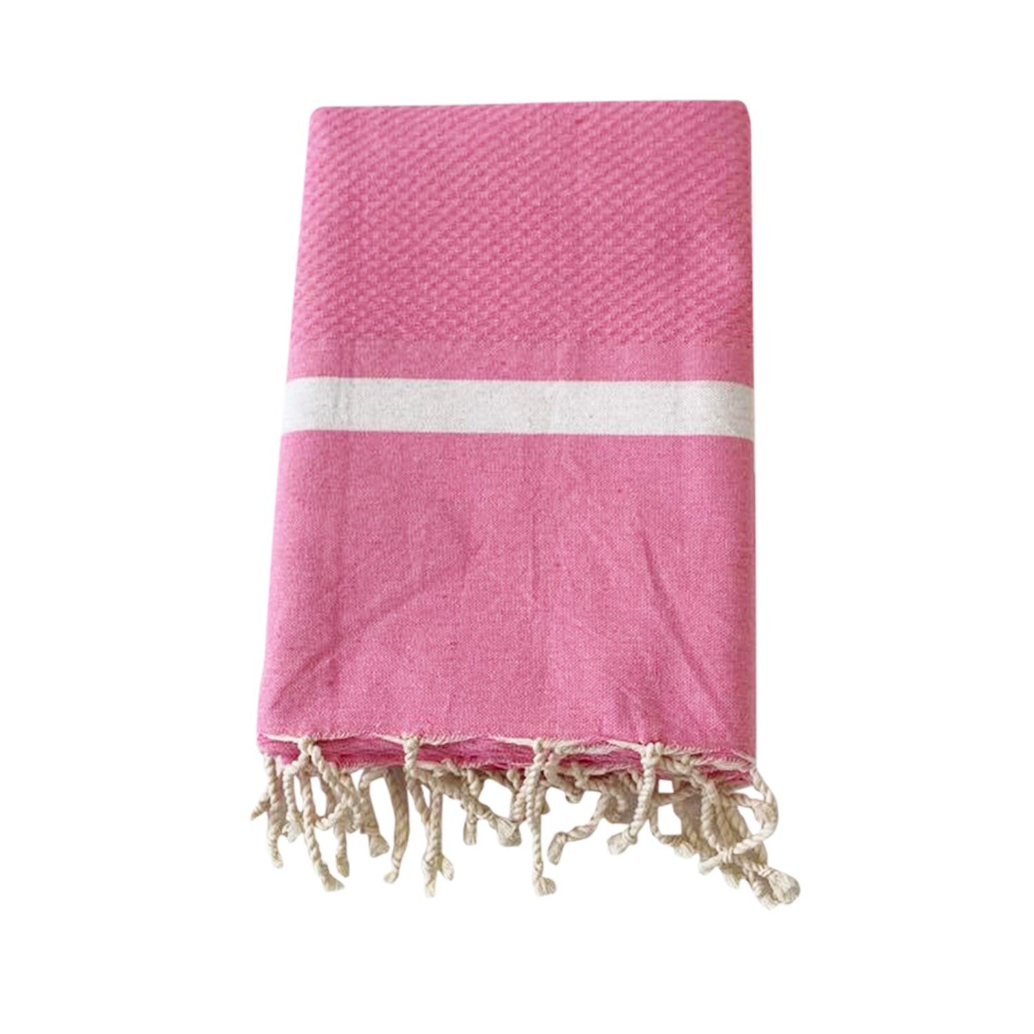 Le Comptoir De La Plage - Fouta Nid D'Abeille Traditionnelle Rose 200x200 190g/m² - Melissa Rose Xl - Serviette - Rose - 48 Xl - Decathlon