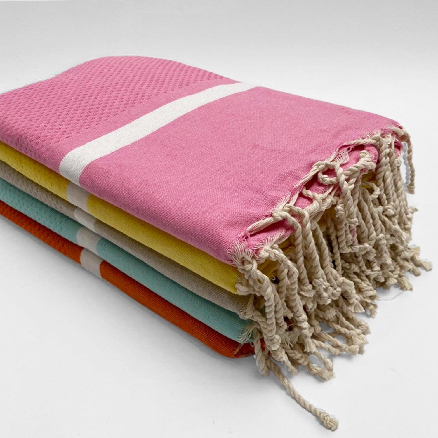 Traditionele wafelstructuur hammamhanddoek Roze 200x200 - Melissa Roze XL 3/3