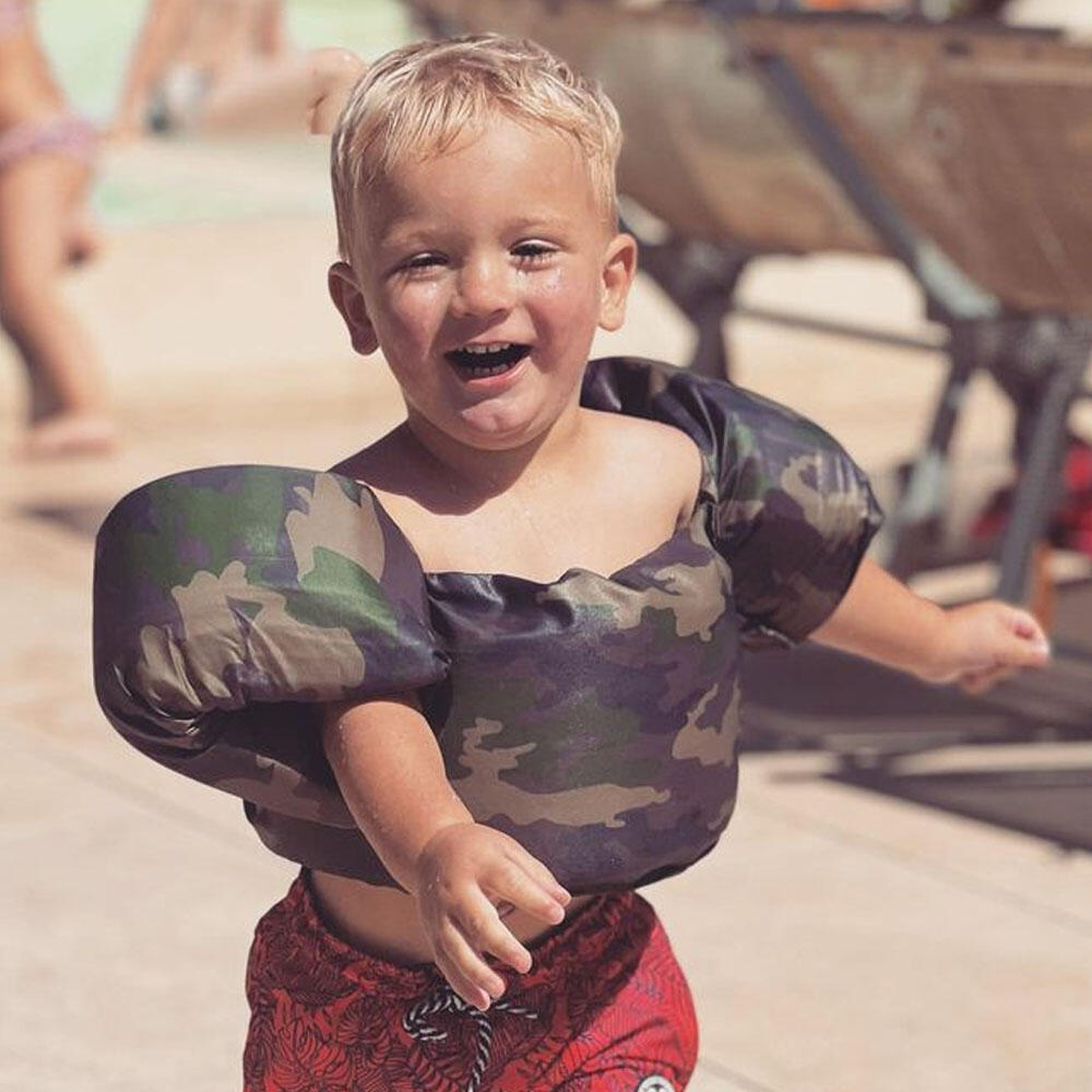 HappySwimmer® - Puddle jumper zwembandjes/zwemvest Army print 2/7
