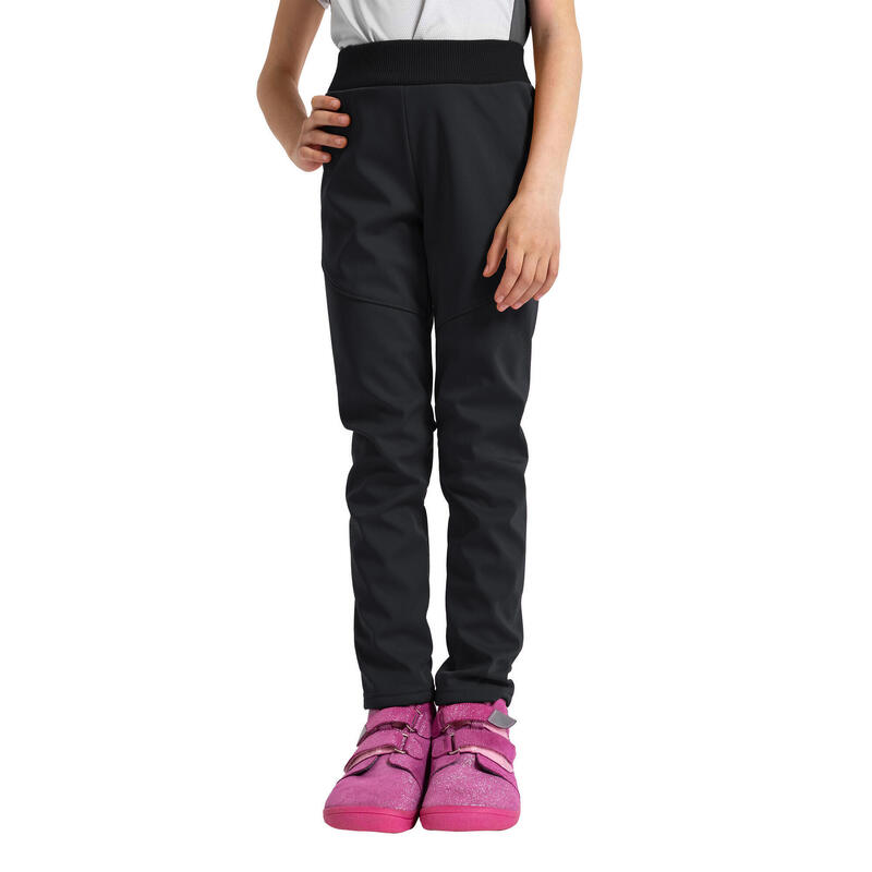Dětské softshellové kalhoty s fleecem pružné Sporty, Černá
