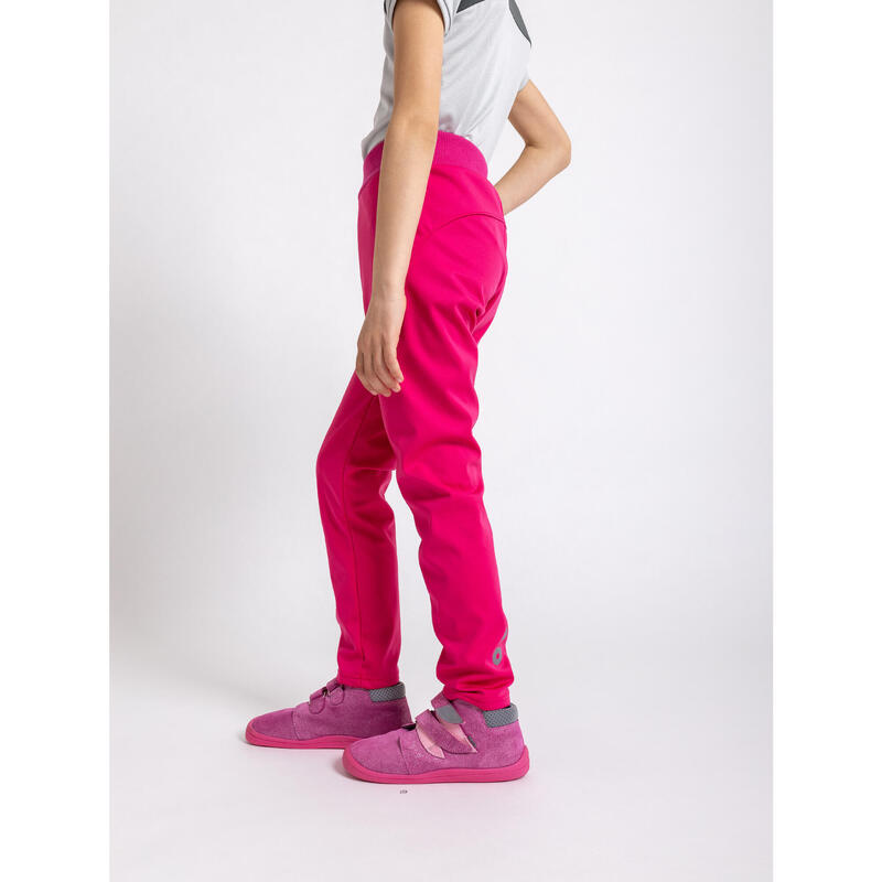 Dětské softshellové kalhoty s fleecem pružné Sporty, Fuchsiová