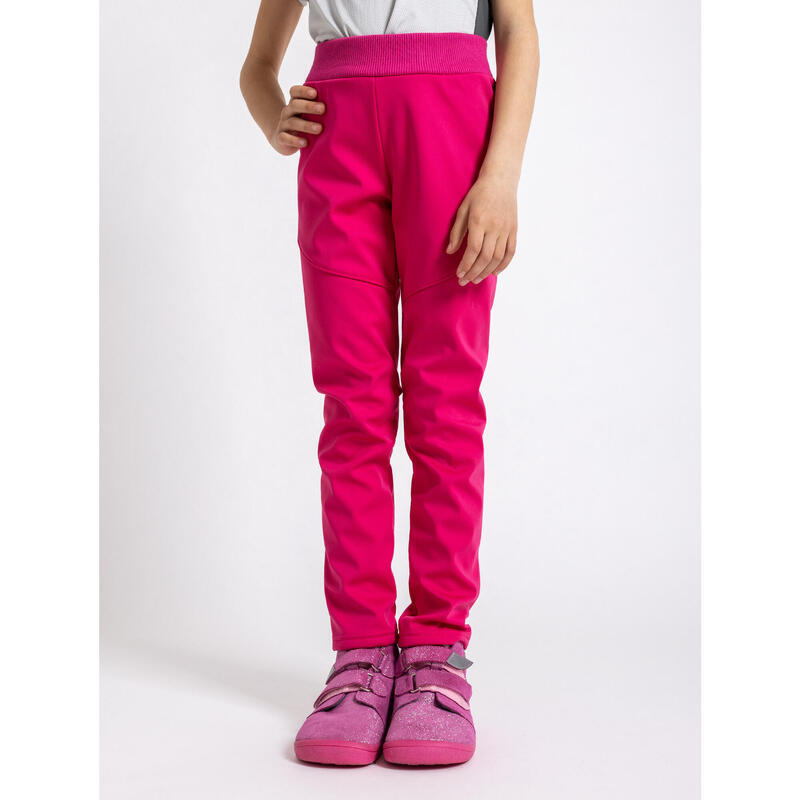 Dětské softshellové kalhoty s fleecem pružné Sporty, Fuchsiová