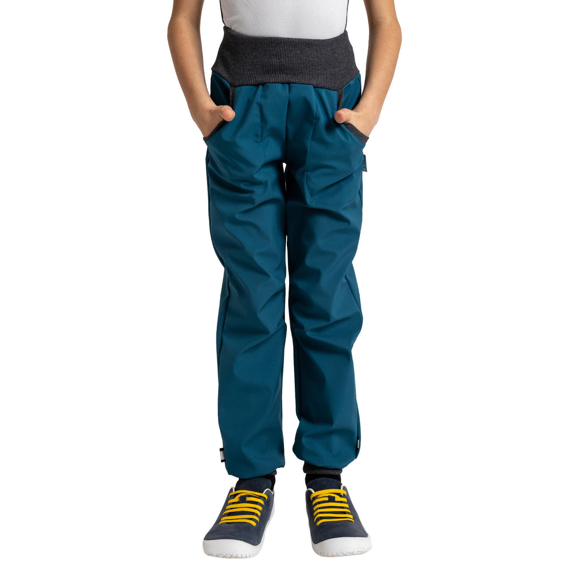 UNUO Dětské softshellové kalhoty bez zateplení Street, Tm. Petrolejová