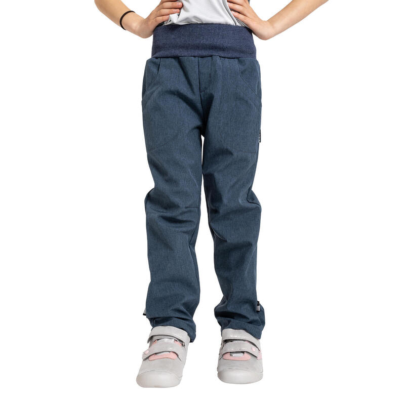 Dětské softshellové kalhoty s fleecem Cool, Žíhaná Tm. Modrá