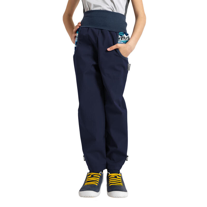 Dětské softshellové kalhoty s fleecem Basic, Tm. Modročerná, Tučňáci