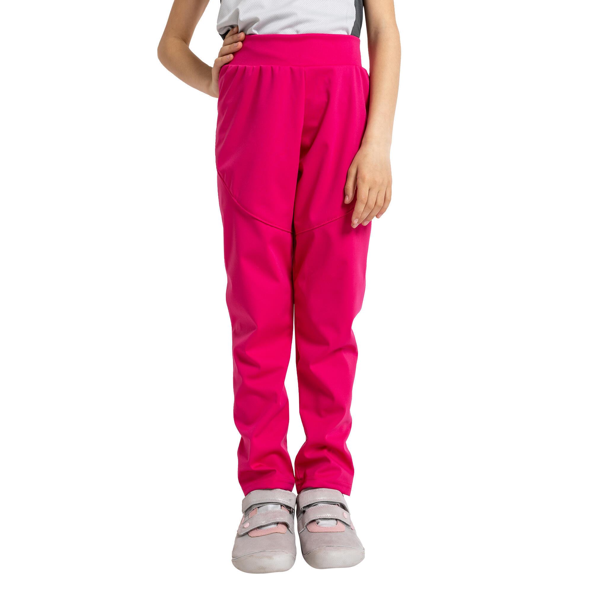 UNUO Dětské softshellové kalhoty bez zateplení pružné Sporty, Fuchsiová