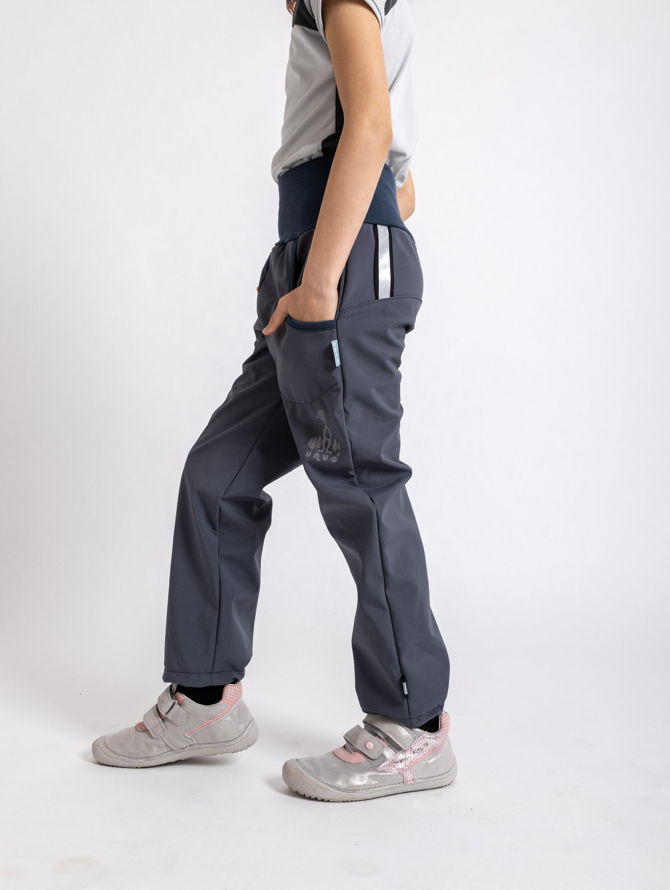 Ungefütterte Softshell-Hosen für Kinder Basic, D. Grau 3/7