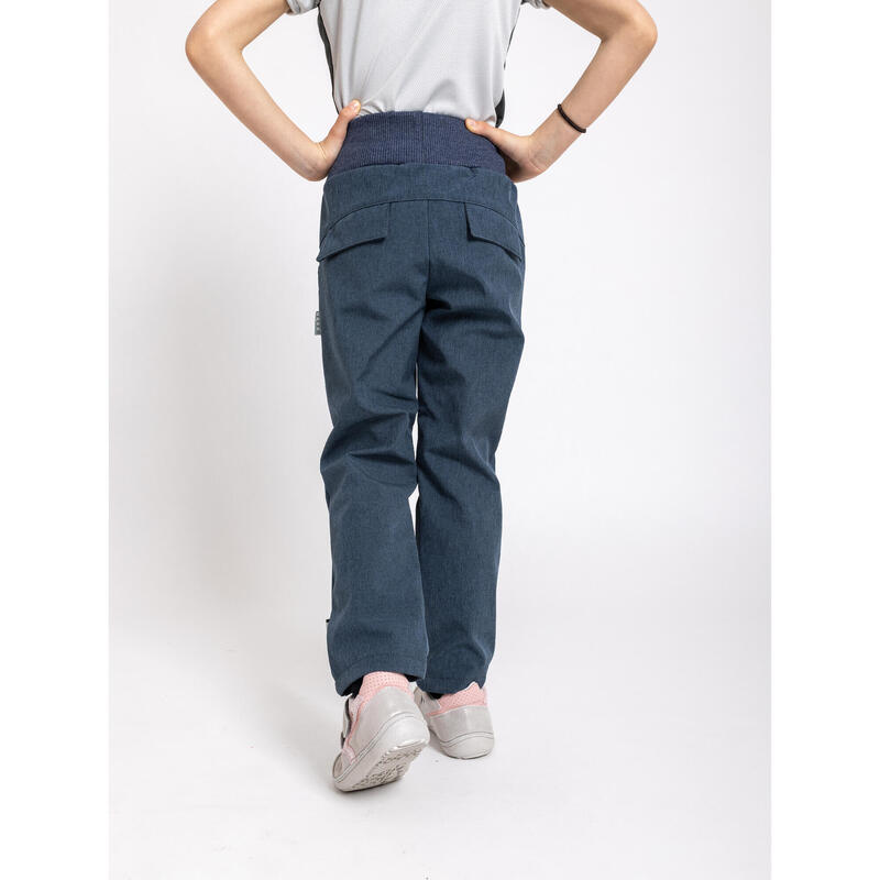 Dětské softshellové kalhoty s fleecem Cool, Žíhaná Tm. Modrá
