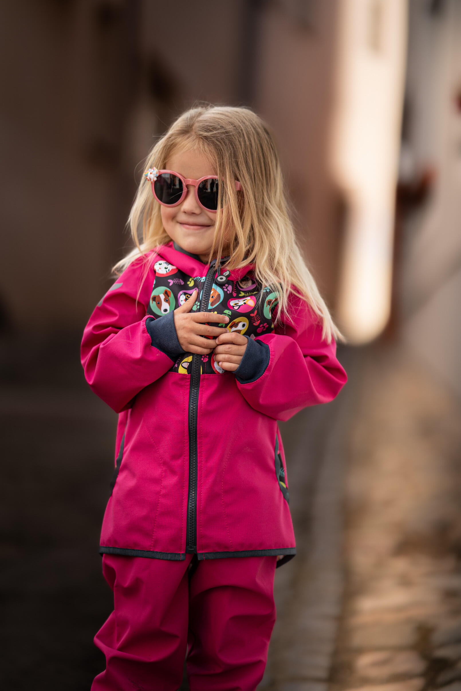 Ungefütterte Softshell-Hose für Kleinkinder Basic, Fuchsia 5/7