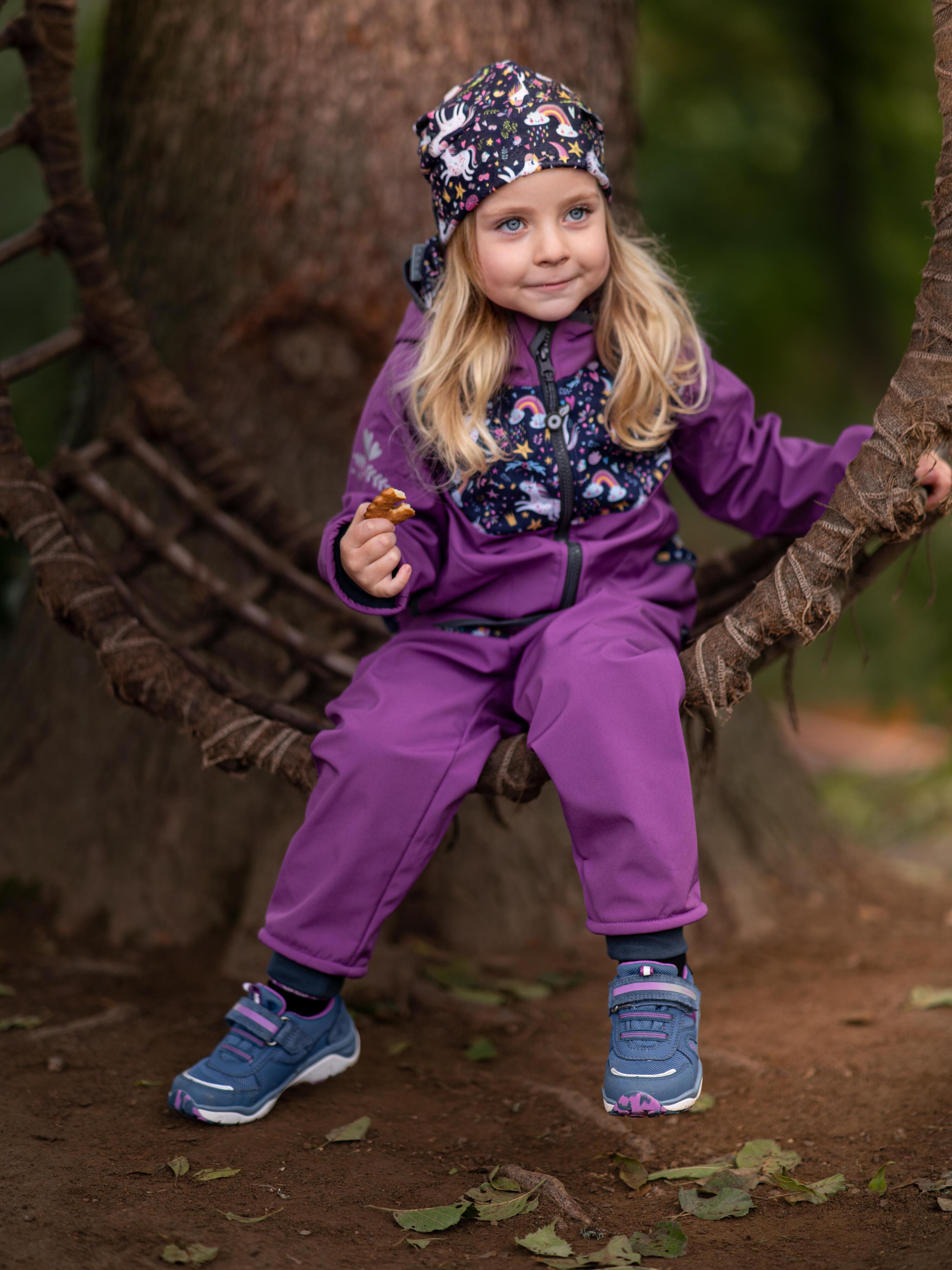 Softshell-Hose mit Fleece für Kleinkinder Basic, Brombeere, Einhörner 6/7