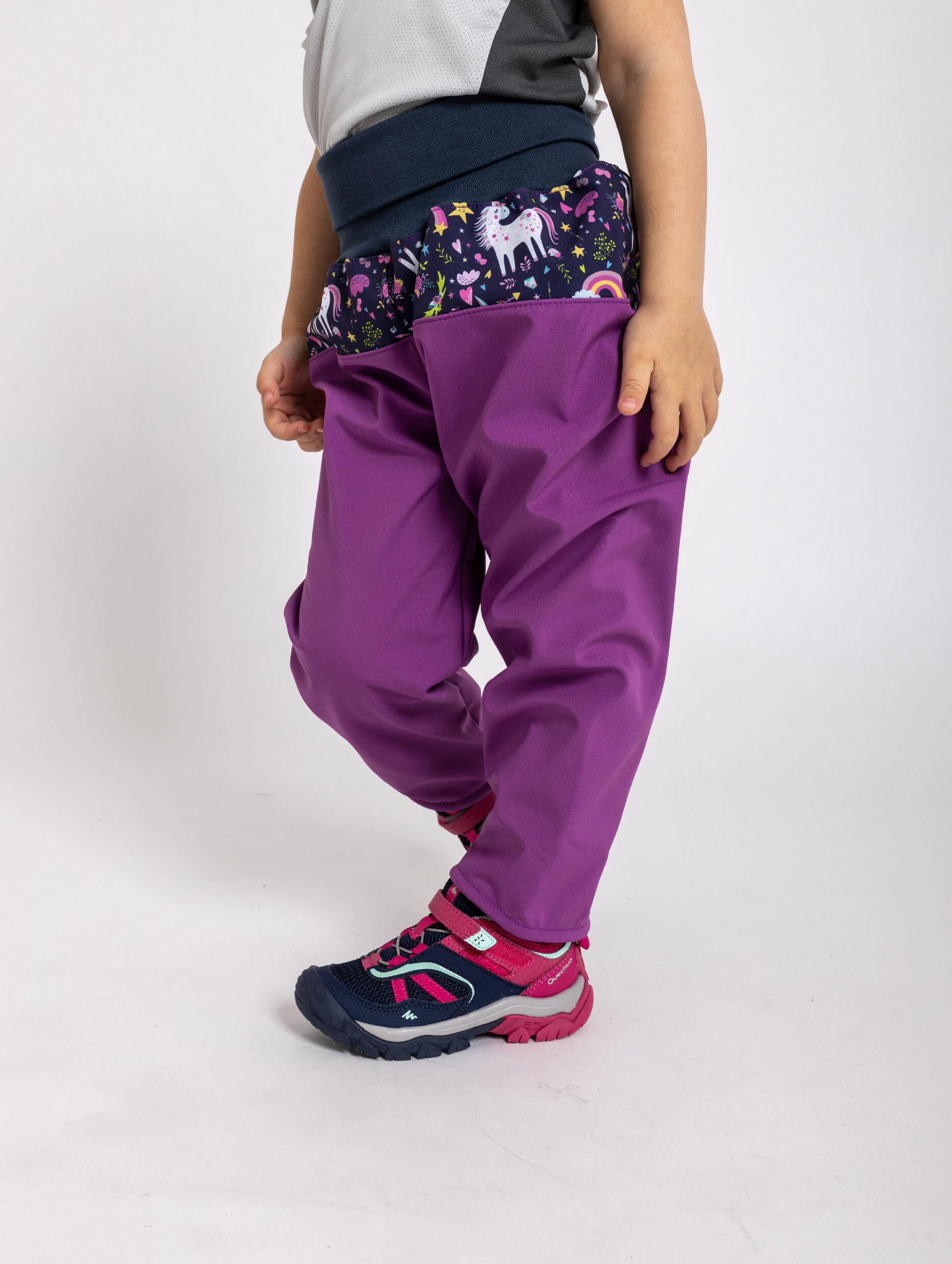Softshell-Hose mit Fleece für Kleinkinder Basic, Brombeere, Einhörner 3/7